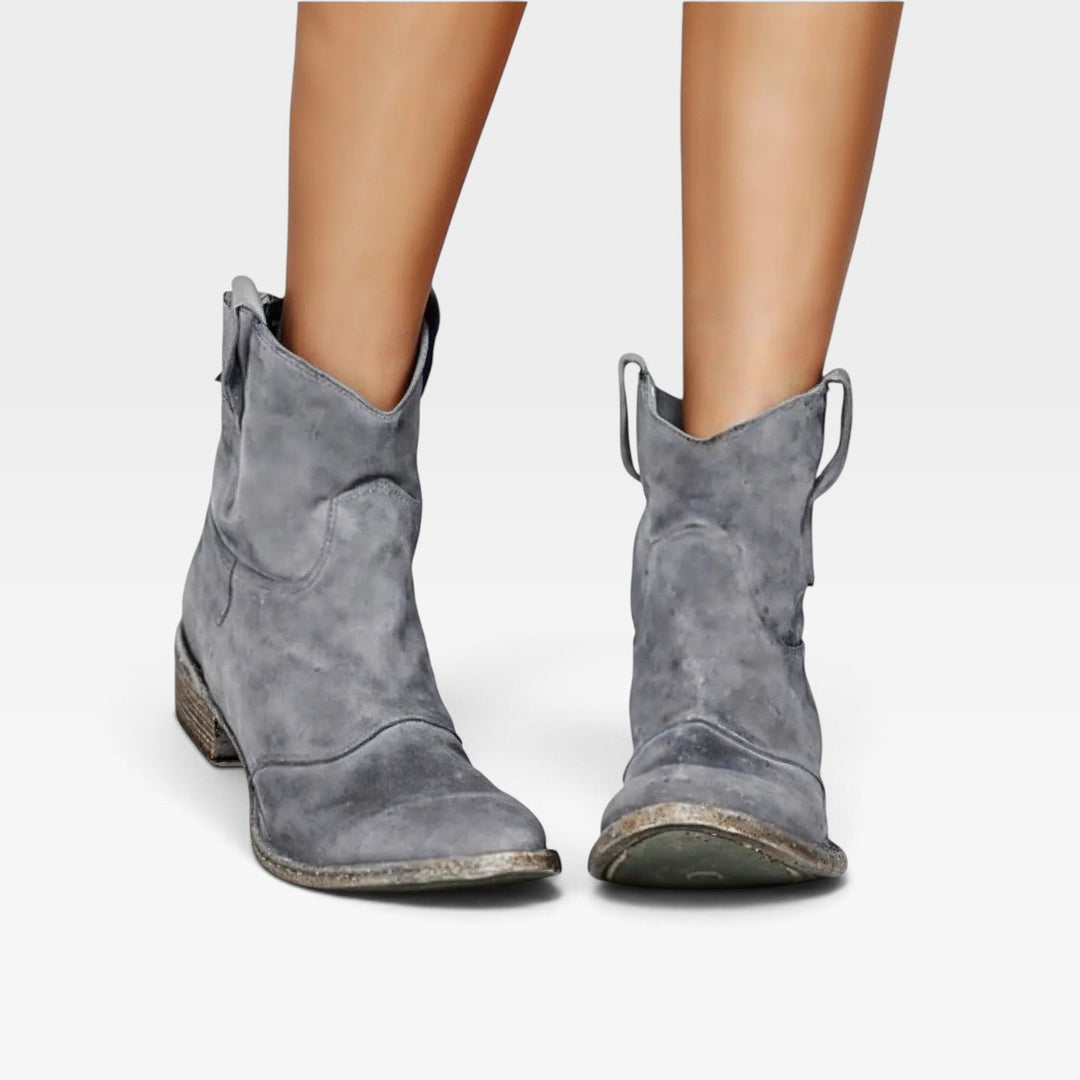 Josephine | Rugged Western Suede Cowboy Ankle Boots Women