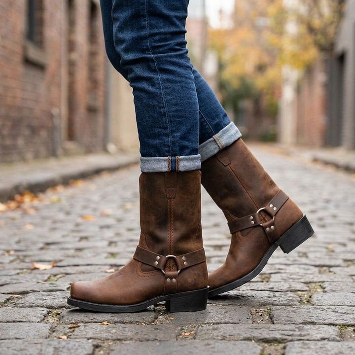 Bertie | Rugged Harness Cowboy Mens Boots