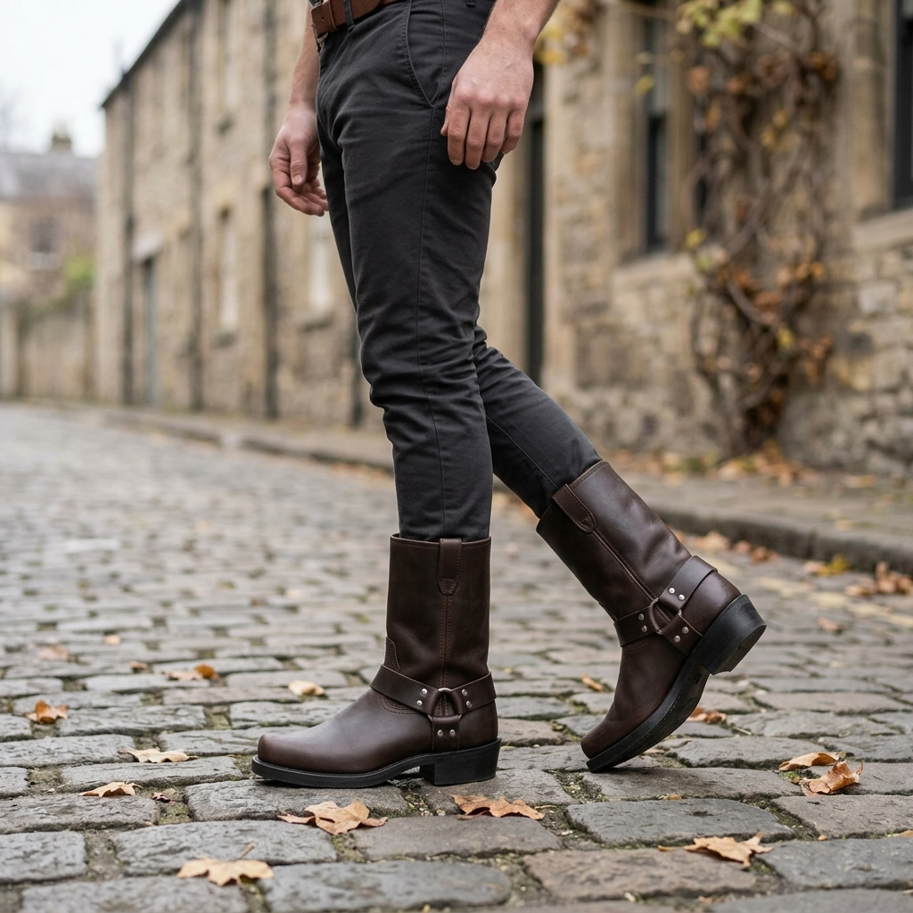 Bertie | Rugged Harness Cowboy Mens Boots
