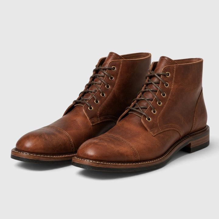 Alexander | Sharp Leather Cap-Toe Mens Boots