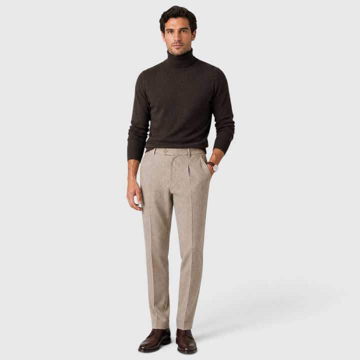 Andre | Polished Pleated Wool-Blend Trousers Men