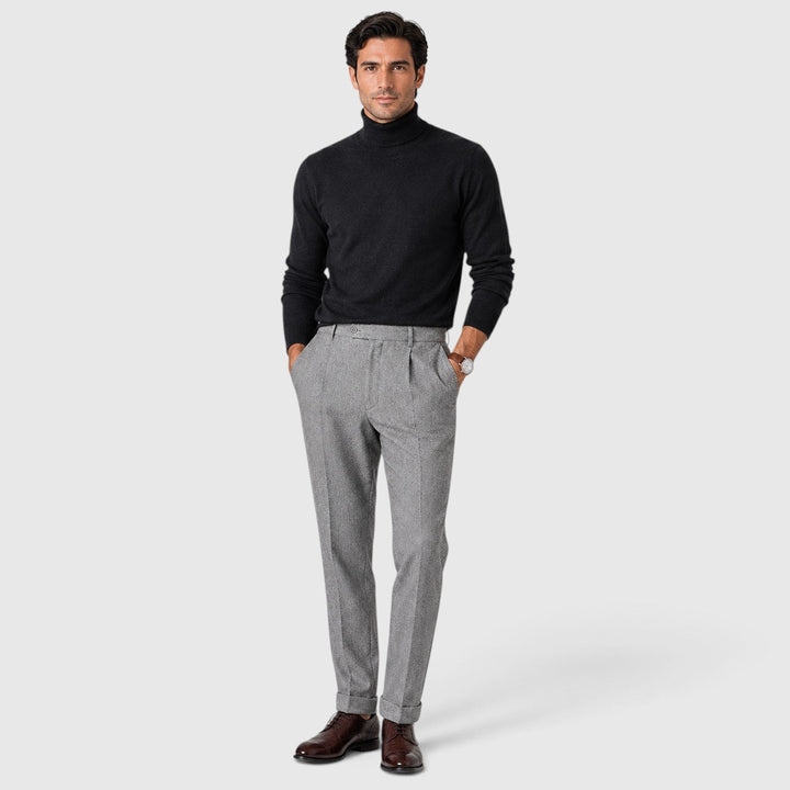 Andre | Polished Pleated Wool-Blend Trousers Men