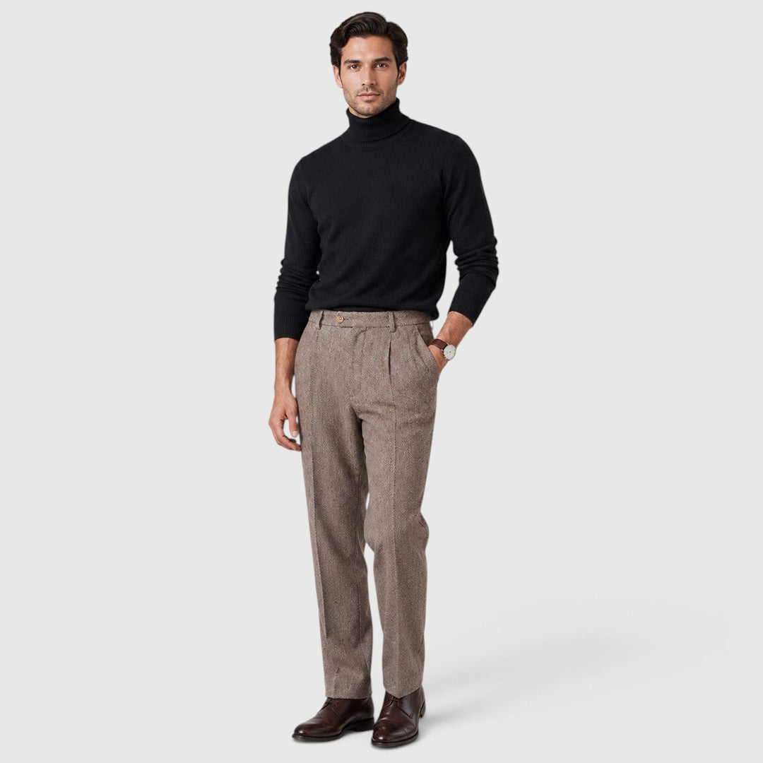 Andre | Polished Pleated Wool-Blend Trousers Men