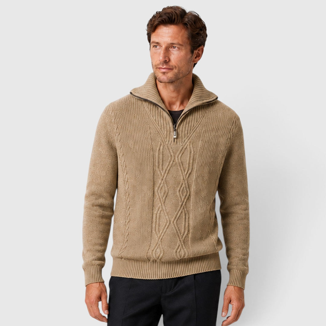 Sebastian | Warm Pure Wool Diamond Knit Jumper for Men