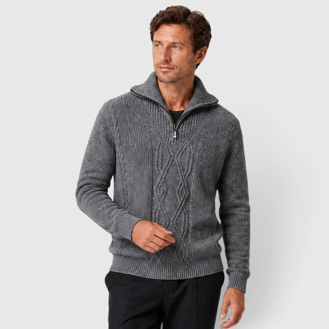 Sebastian | Warm Pure Wool Diamond Knit Jumper for Men