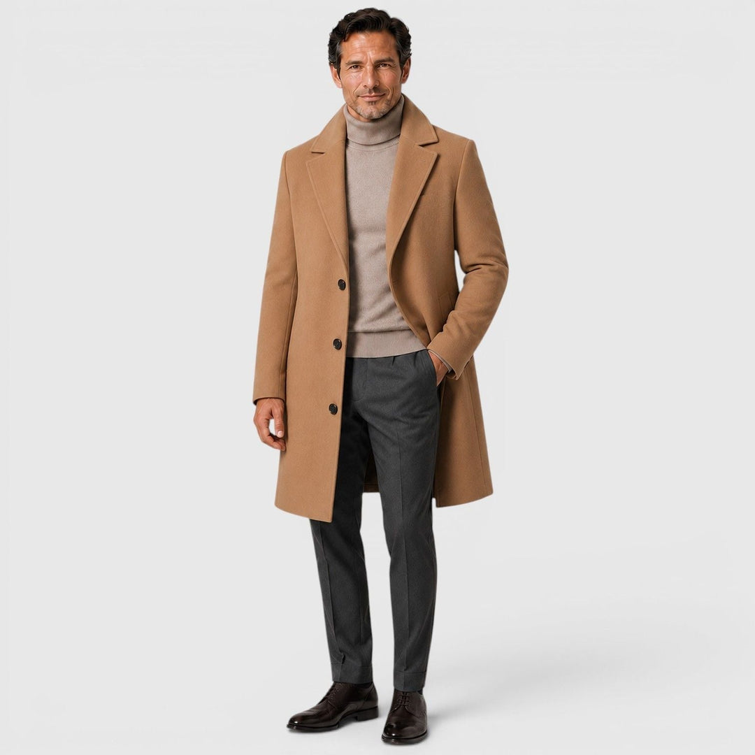 Frankie | Sleek Long Overcoat for Men's Smart Casual Style