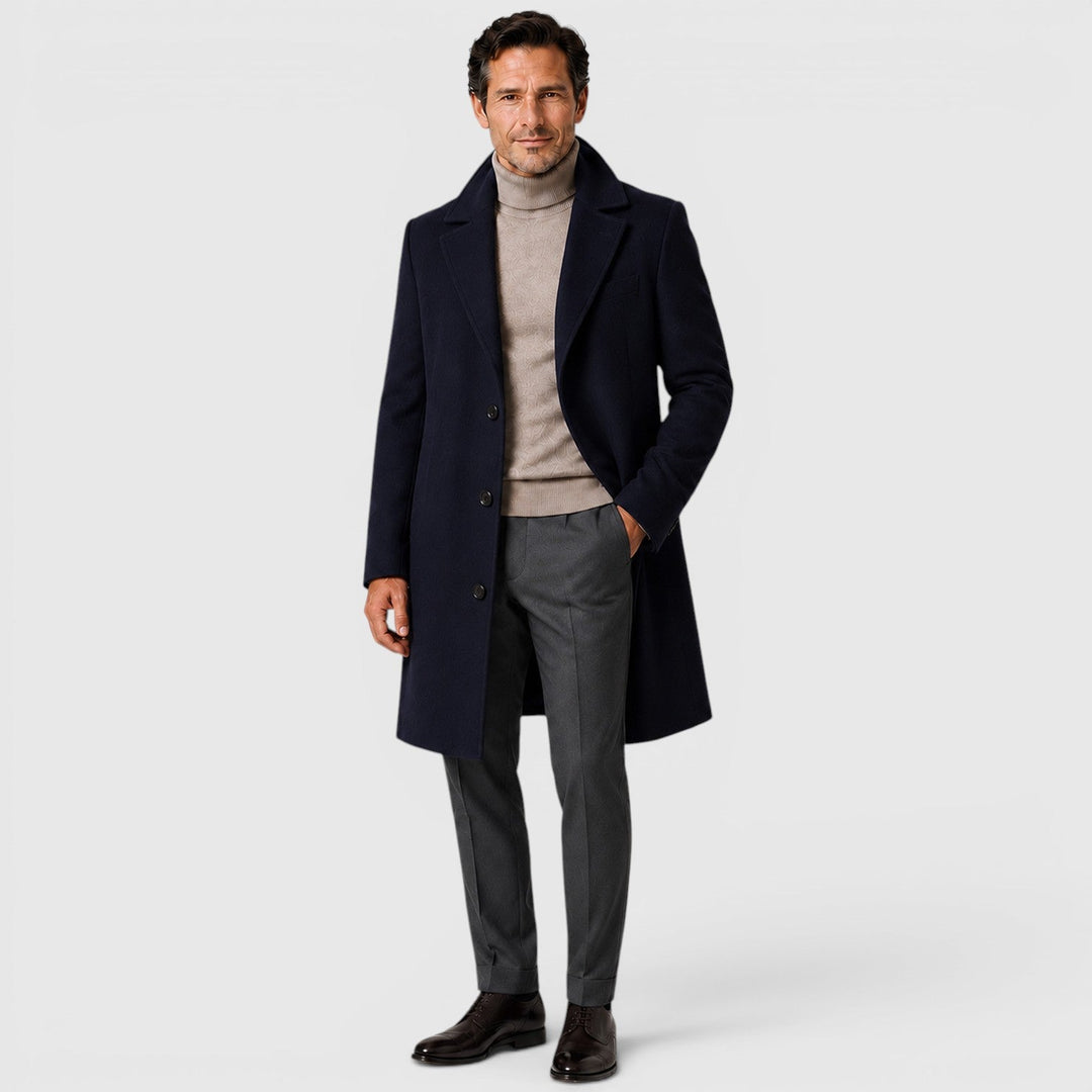 Frankie | Sleek Long Overcoat for Men's Smart Casual Style