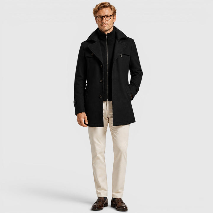 Duncan | Refined Wool Blend Mid-Length Overcoat for Men