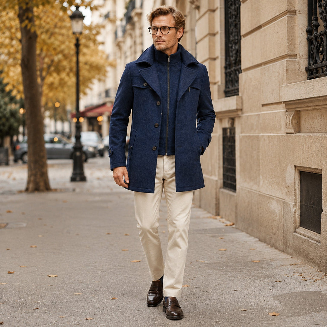 Duncan | Refined Wool Blend Mid-Length Overcoat for Men