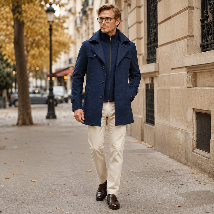 Duncan | Refined Wool Blend Mid-Length Overcoat for Men