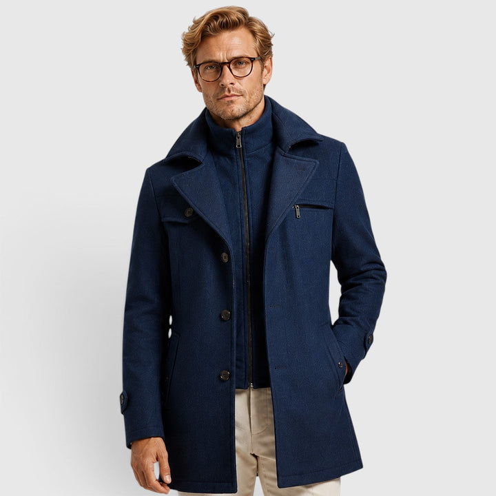 Duncan | Refined Wool Blend Mid-Length Overcoat for Men