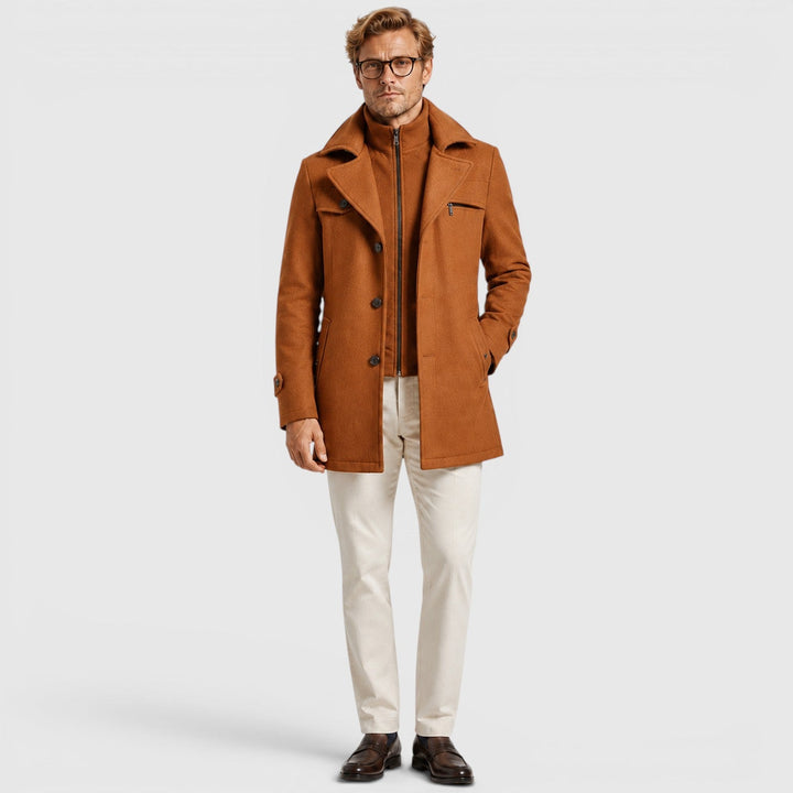 Duncan | Refined Wool Blend Mid-Length Overcoat for Men