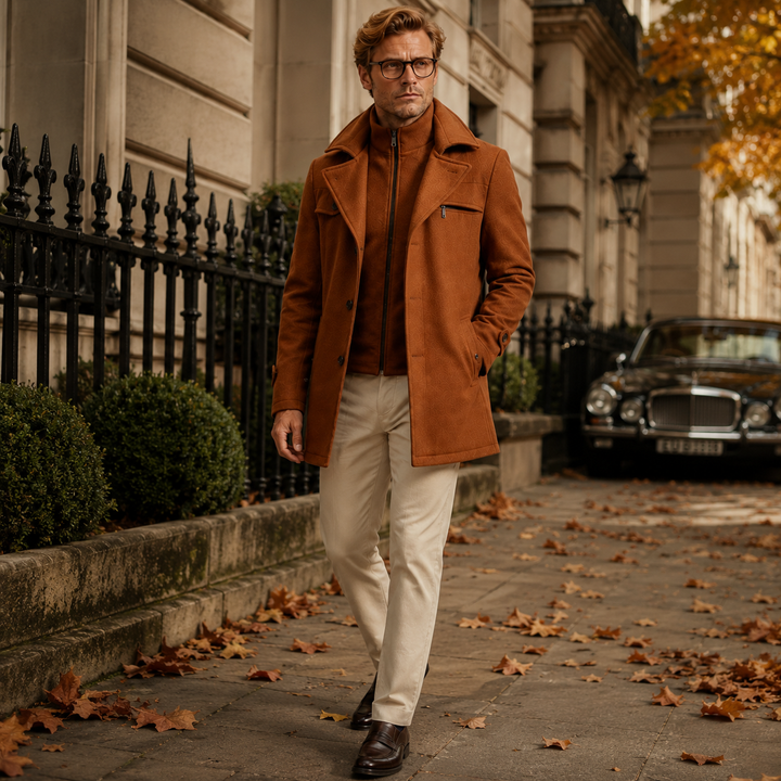 Duncan | Refined Wool Blend Mid-Length Overcoat for Men