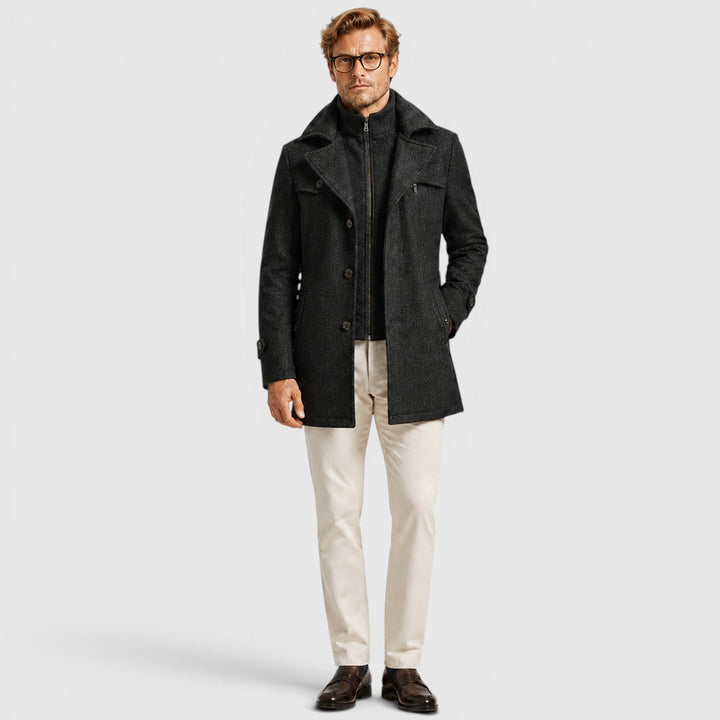 Duncan | Refined Wool Blend Mid-Length Overcoat for Men