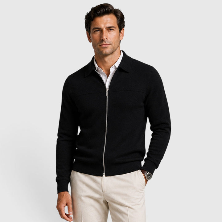 Norris | Refined Full Zip Collared Jumper for Men