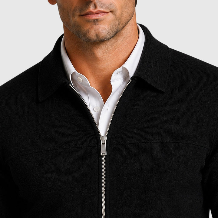 Norris | Refined Full Zip Collared Jumper for Men