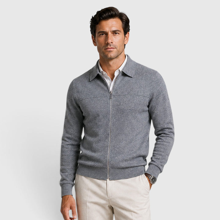 Norris | Refined Full Zip Collared Jumper for Men
