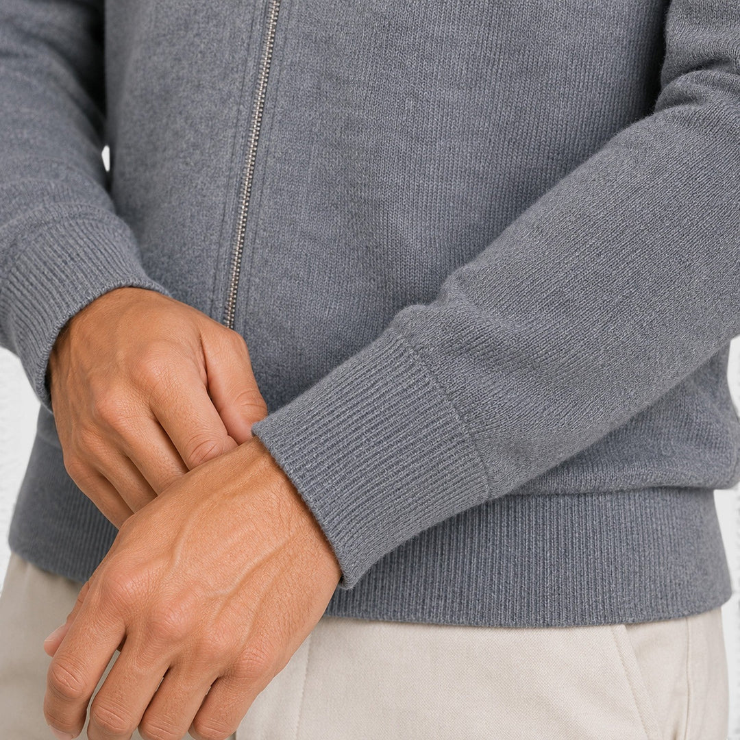 Norris | Refined Full Zip Collared Jumper for Men