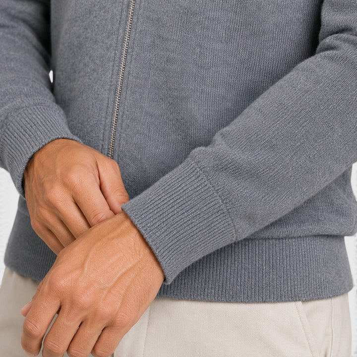 Norris | Refined Full Zip Collared Jumper for Men