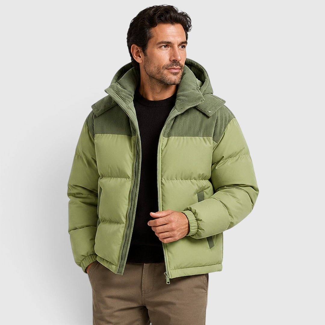 Edgar | Warm Hooded Corduroy Puffer Jacket
