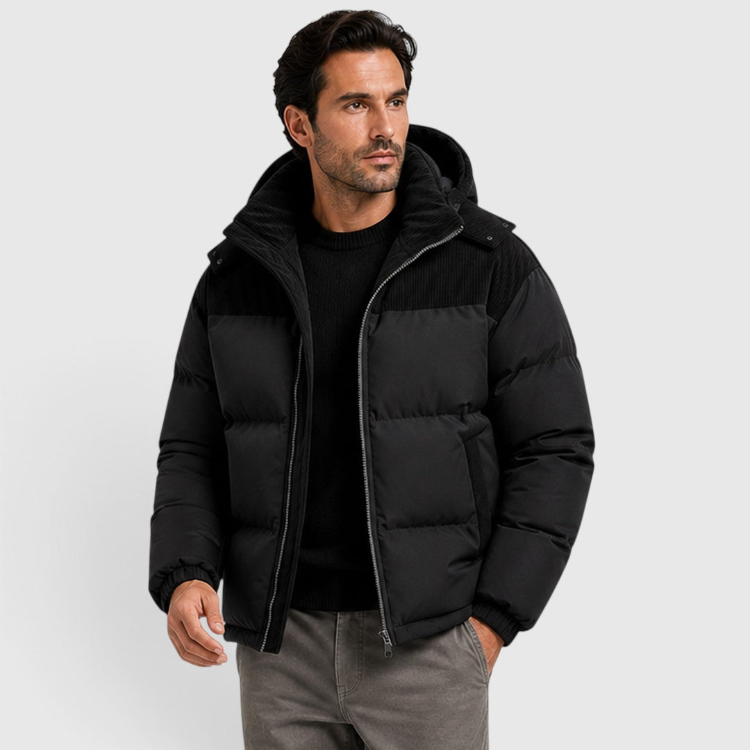 Edgar | Warm Hooded Corduroy Puffer Jacket