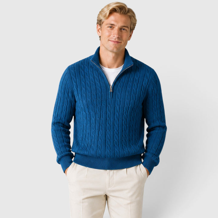 Ossian | Warm Cable Knit Quarter Zip Jumper for Men