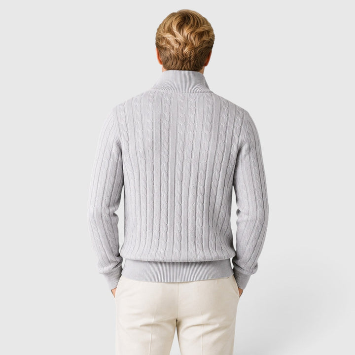 Ossian | Warm Cable Knit Quarter Zip Jumper for Men