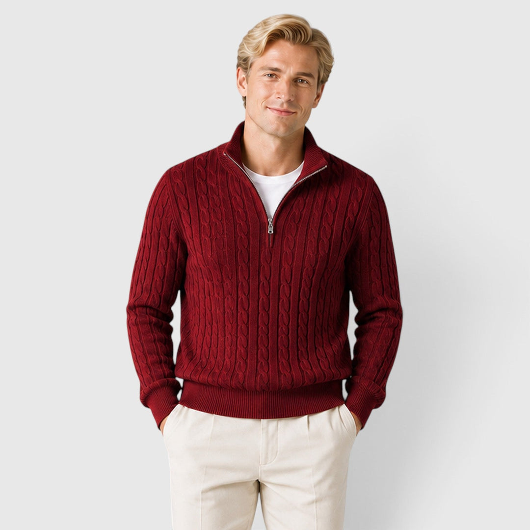 Ossian | Warm Cable Knit Quarter Zip Jumper for Men