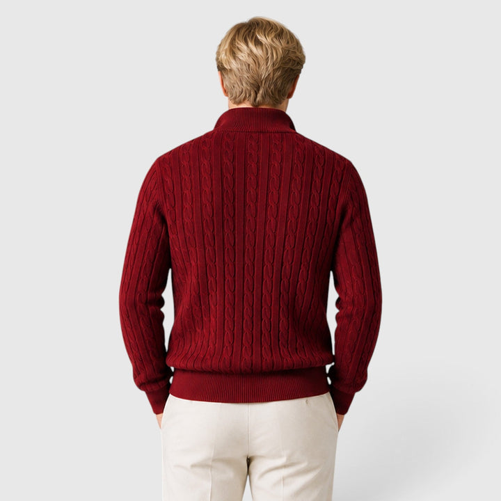 Ossian | Warm Cable Knit Quarter Zip Jumper for Men