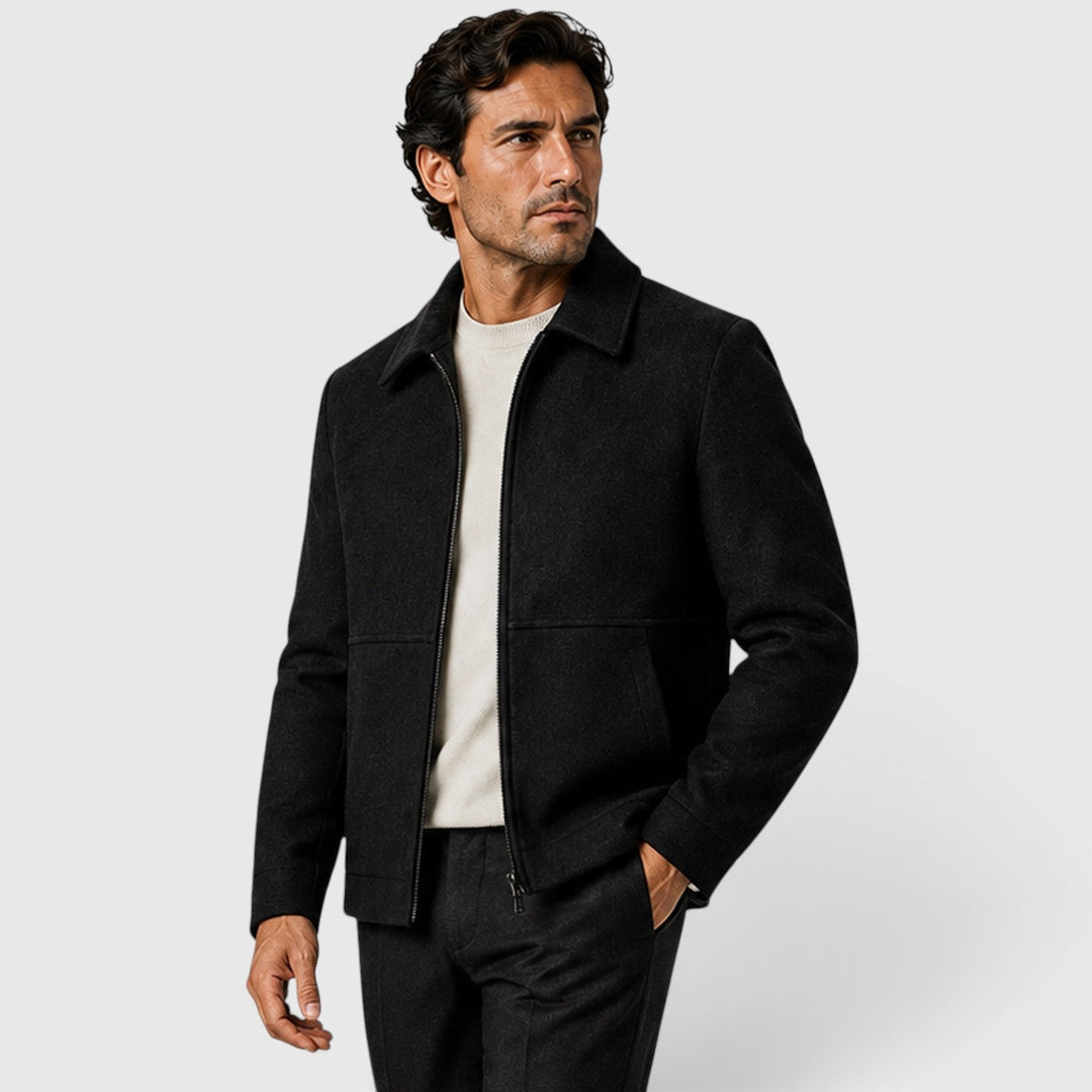 Cedric | Sharp Shirt Collar Zip-Up Jacket for Men