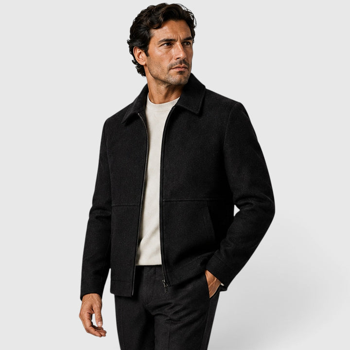 Cedric | Sharp Shirt Collar Zip-Up Jacket for Men