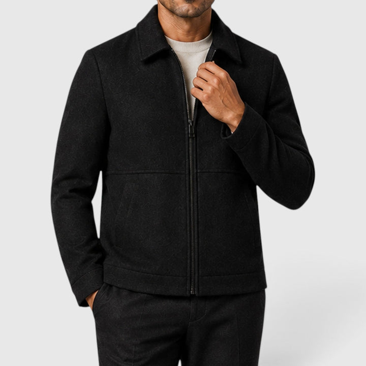 Cedric | Sharp Shirt Collar Zip-Up Jacket for Men