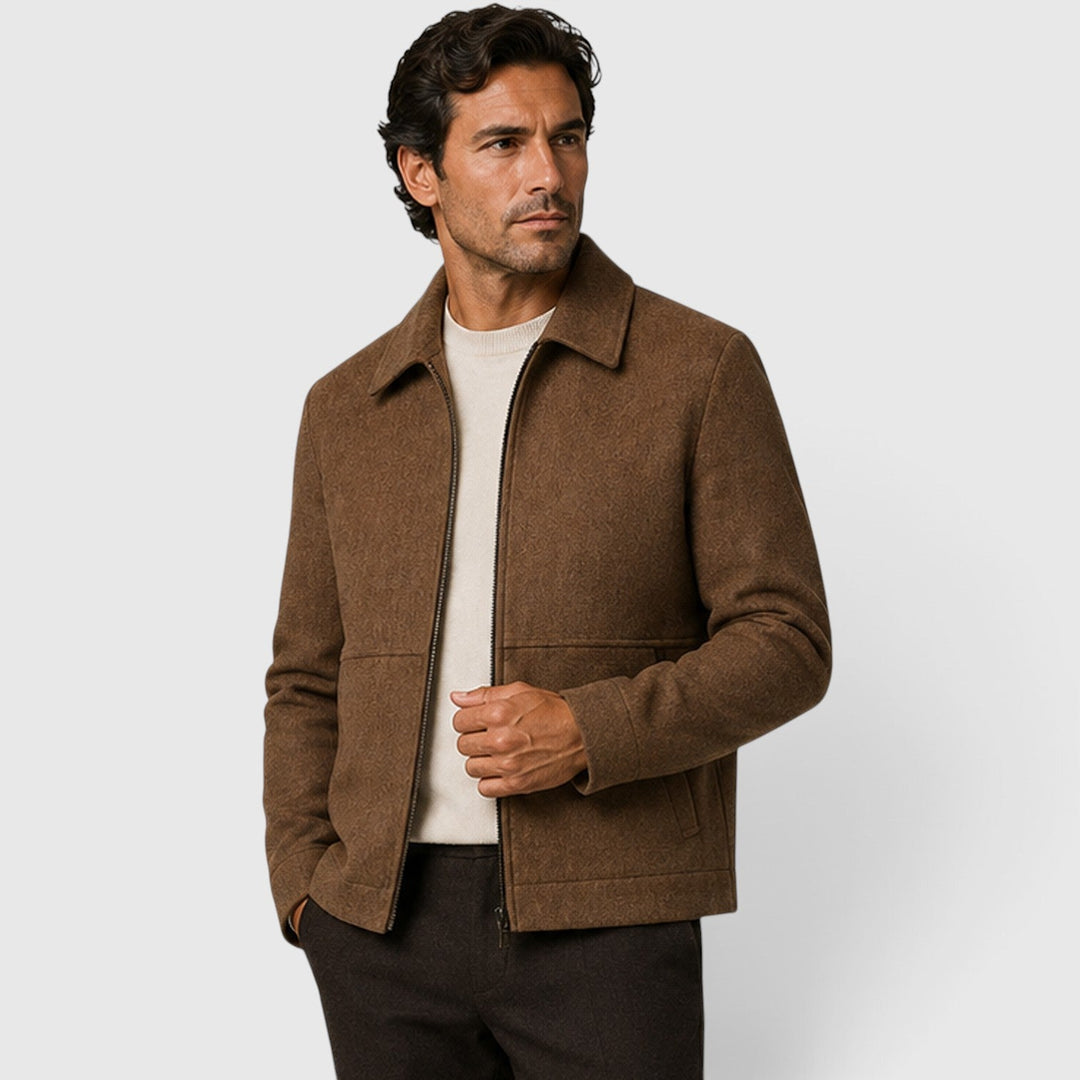 Cedric | Sharp Shirt Collar Zip-Up Jacket for Men
