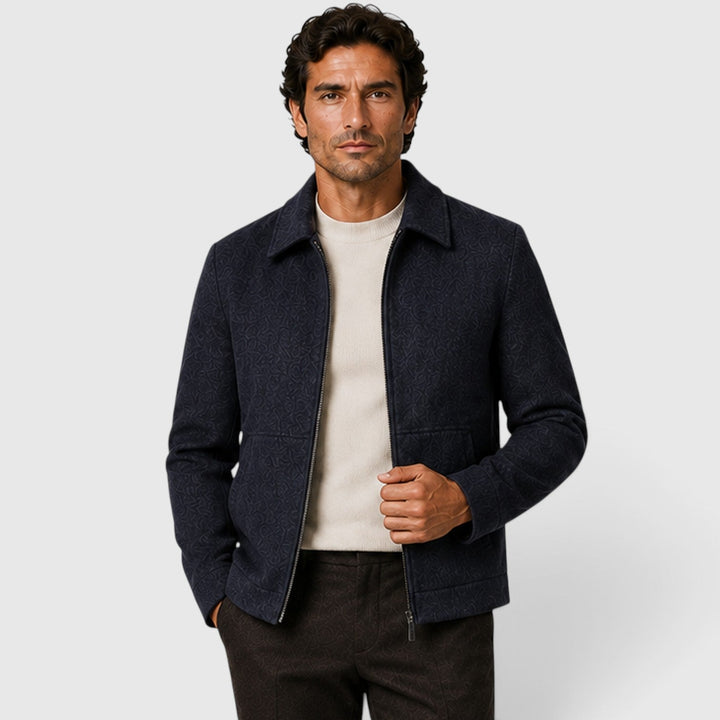 Cedric | Sharp Shirt Collar Zip-Up Jacket for Men