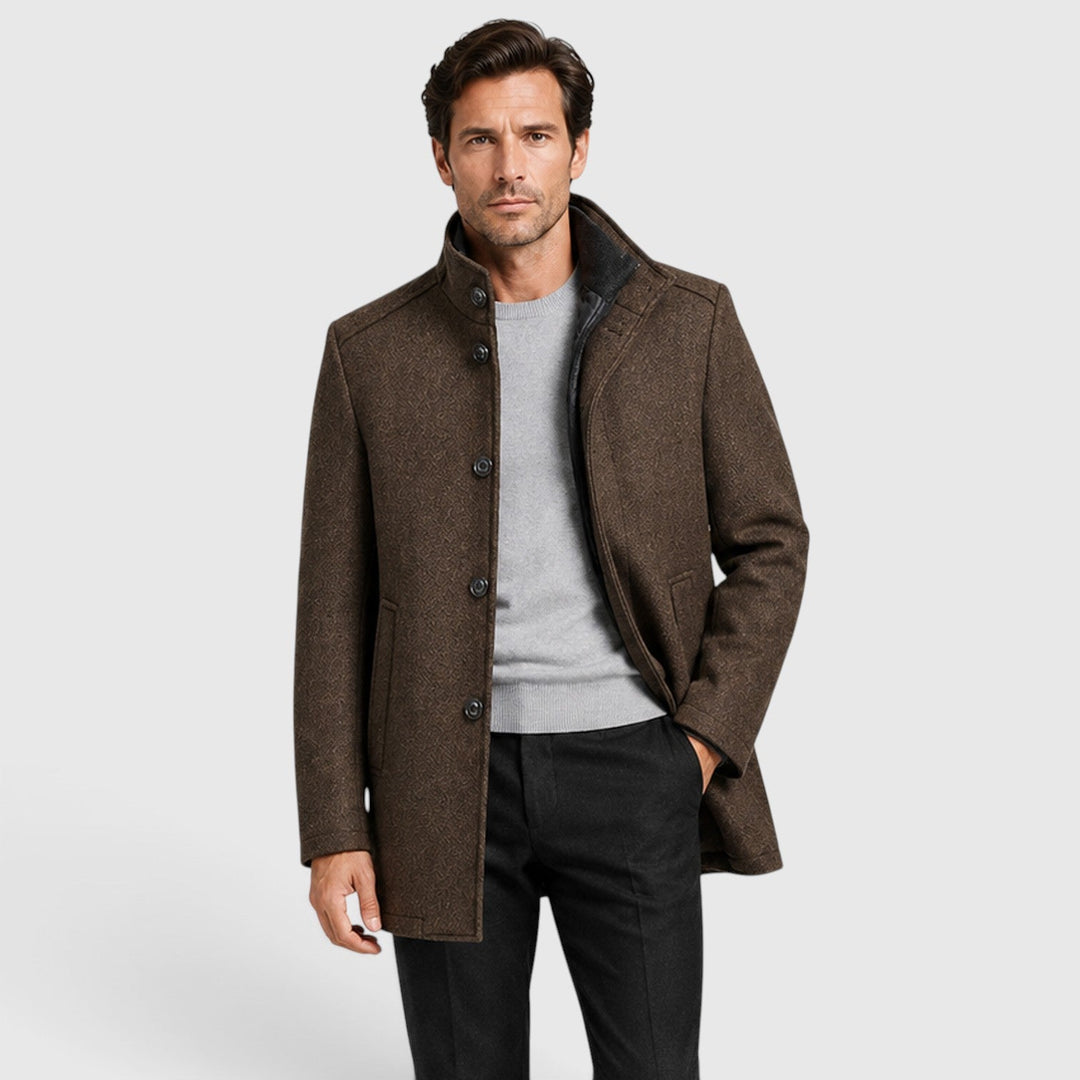 Lionel | Warm Stand-Collar Padded Wool Overcoat