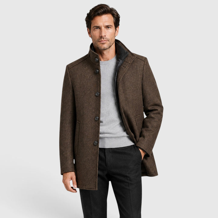 Lionel | Warm Stand-Collar Padded Wool Overcoat