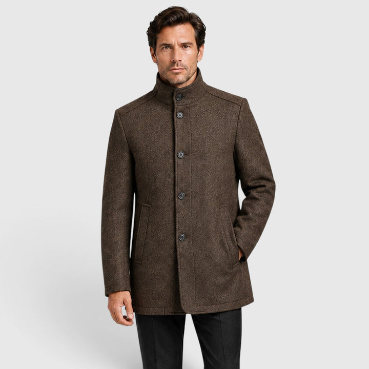 Lionel | Warm Stand-Collar Padded Wool Overcoat