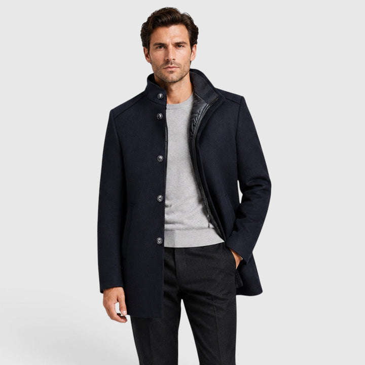 Lionel | Warm Stand-Collar Padded Wool Overcoat