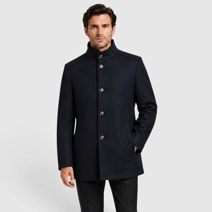 Lionel | Warm Stand-Collar Padded Wool Overcoat