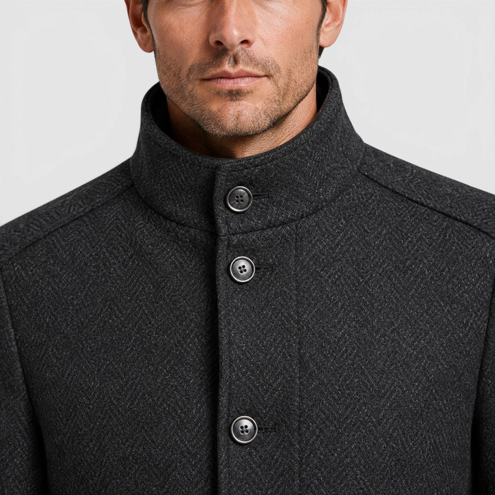Lionel | Warm Stand-Collar Padded Wool Overcoat