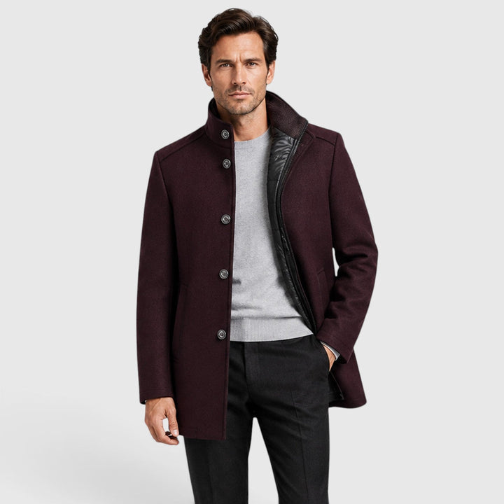 Lionel | Warm Stand-Collar Padded Wool Overcoat