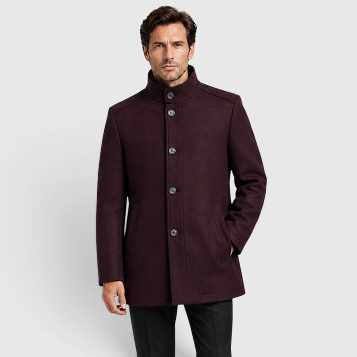 Lionel | Warm Stand-Collar Padded Wool Overcoat