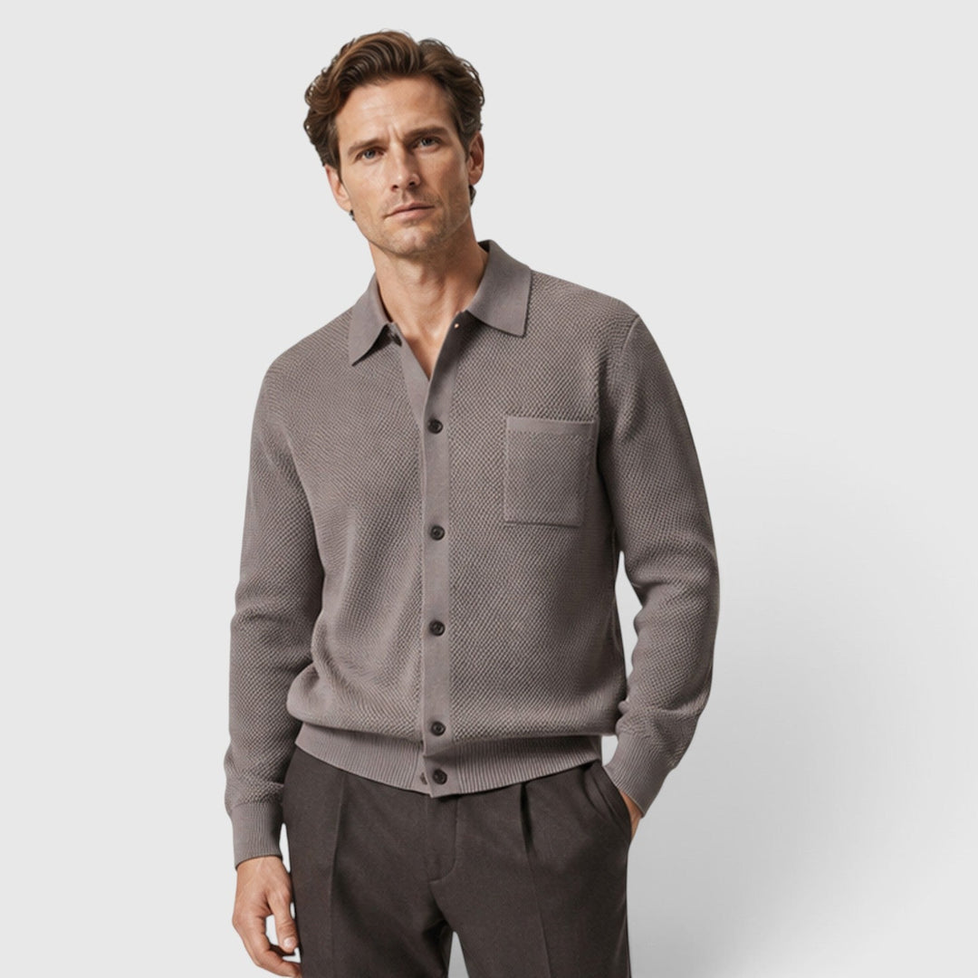 Gunnar | Relaxed Textured Collared Cardigan Men