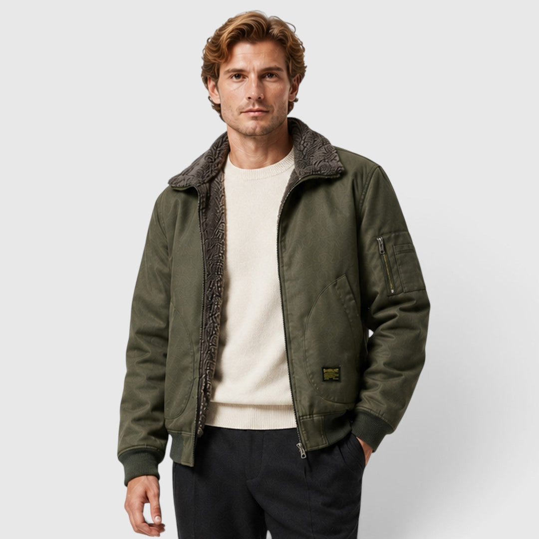 Andrew | Modern Sherpa-Lined Mens Bomber Jacket