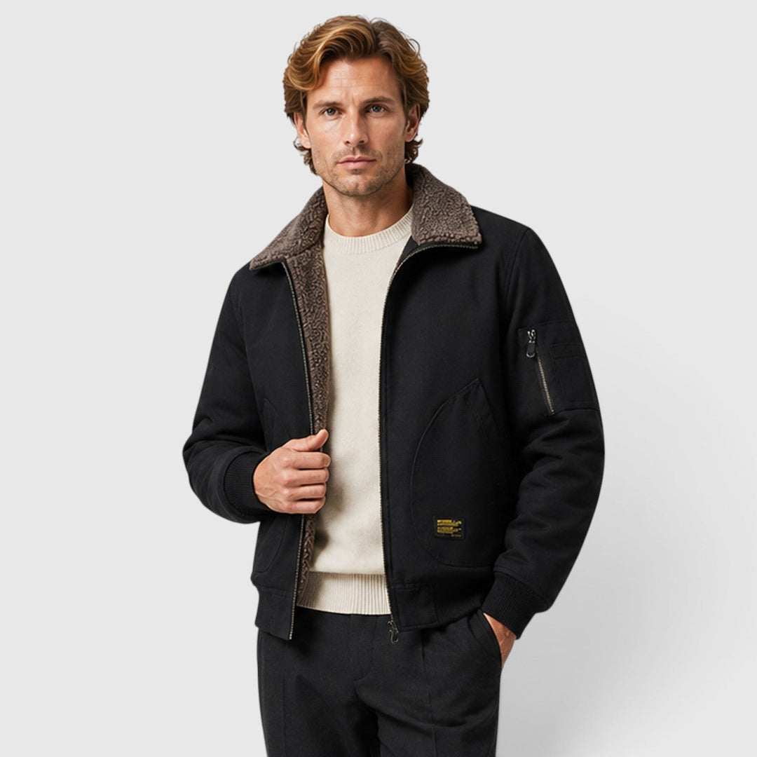 Andrew | Modern Sherpa-Lined Mens Bomber Jacket