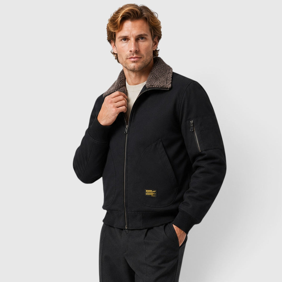 Andrew | Modern Sherpa-Lined Mens Bomber Jacket