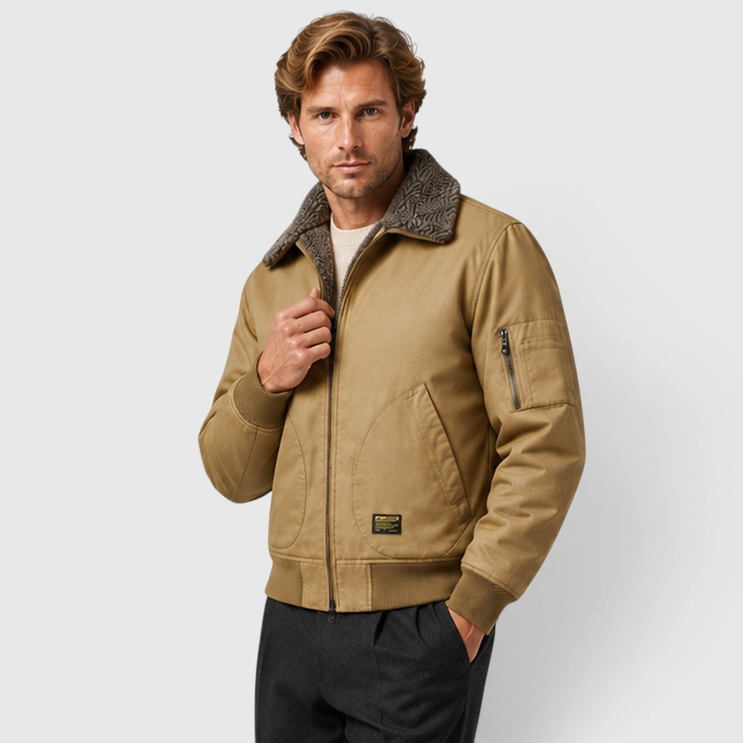 Andrew | Modern Sherpa-Lined Mens Bomber Jacket