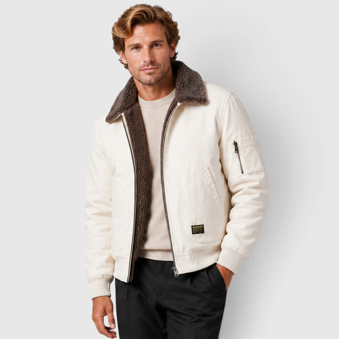 Andrew | Modern Sherpa-Lined Mens Bomber Jacket