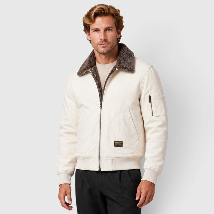Andrew | Modern Sherpa-Lined Mens Bomber Jacket