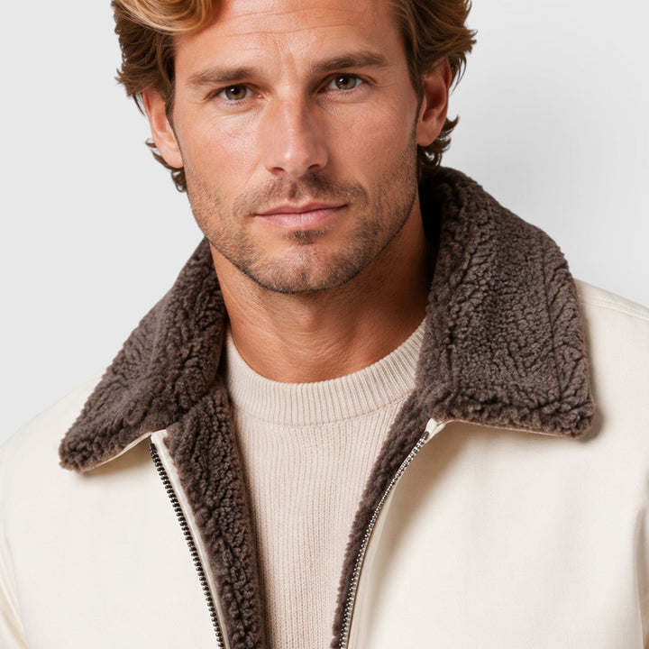 Andrew | Modern Sherpa-Lined Mens Bomber Jacket